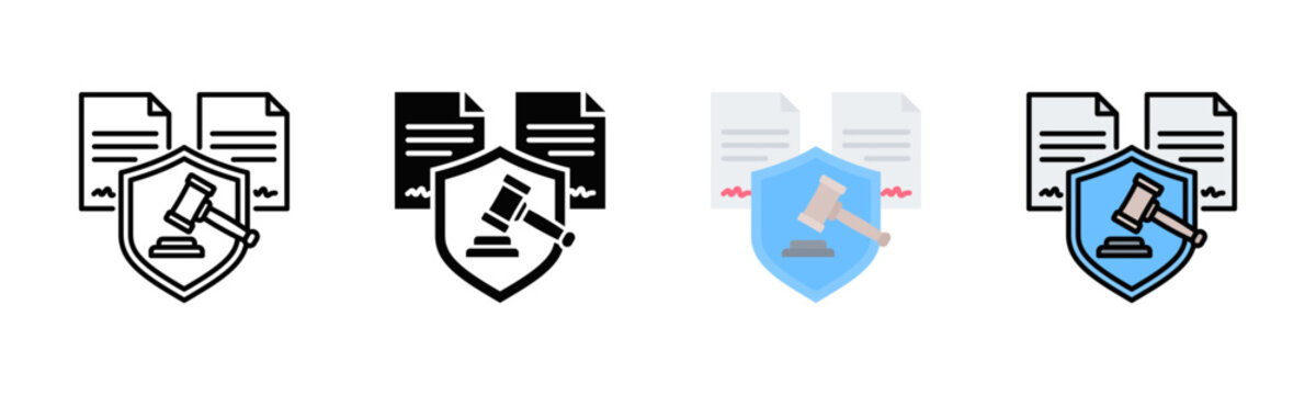 Corporate Policy Enforcement Icon Pack In Multiple Styles
