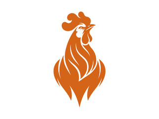 Minimalist Orange Rooster Vector Logo. Stylized Poultry Head Icon for Farm and Organic Brand Identity. © Suci