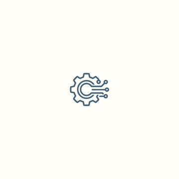 Gear tech logo style icon design template vector illustration