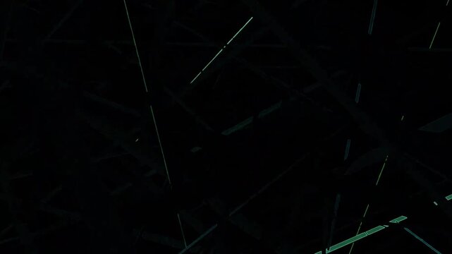 Abstract glowing green cyber lines animation moving on dark background