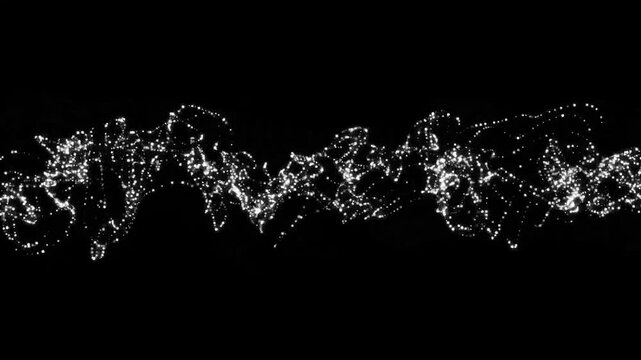 Abstract plexus network of white glowing dots and lines connecting on a black background loop motion graphic