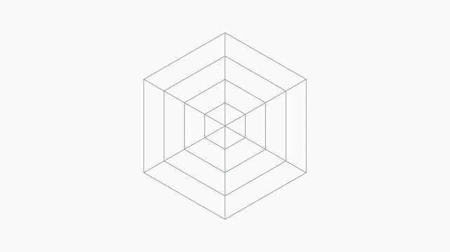 Minimalist hexagon radar chart animation for data visualization and analytics 4k spider web