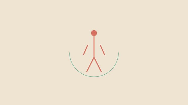 Minimalist stick figure animation with rotating arc loading symbol for ui and motion 4k motion loading