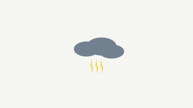 Minimalist storm cloud animation with flashing lightning bolts 4k weather