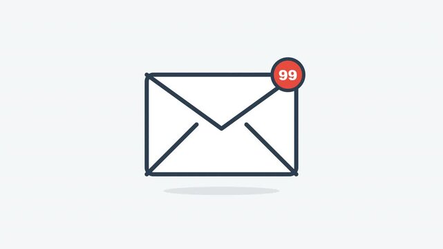 Envelope notification count Minimalist Line Art Style Mail Icon Loop Animation 4K