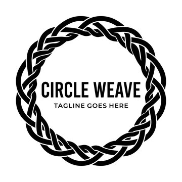 Circular weave braided frame knot logo template.
