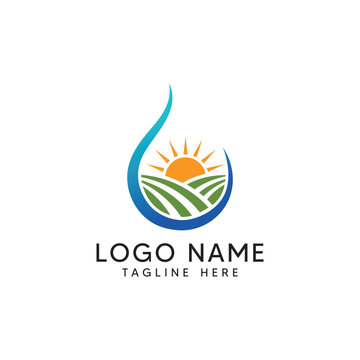 Agriculture logo template suitable for businesses and product names. sun farming logo	
