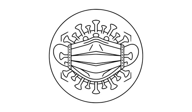 Medical face mask line icon vector representing respiratory virus protection influenza contagion prevention and public health safety shield