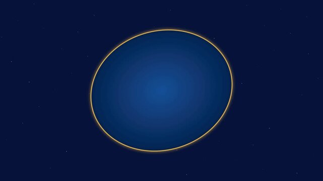Abstract glowing blue ellipse shape pulsing on dark starry space animation 4k background, oval