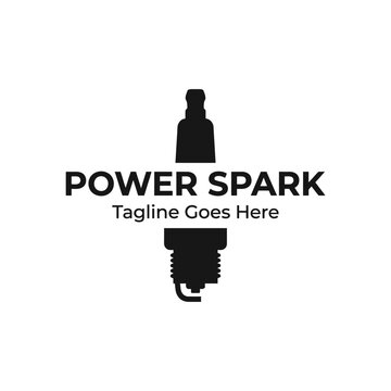 Automotive spark plug engine power logo.