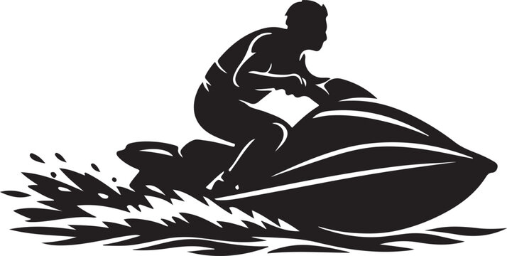 Jet ski, water sports silhouette vector