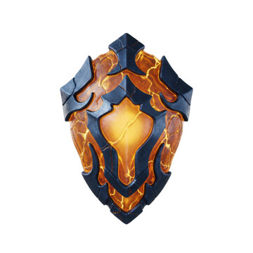 Fantasy Shield with Glowing Molten Core and Dark Armor