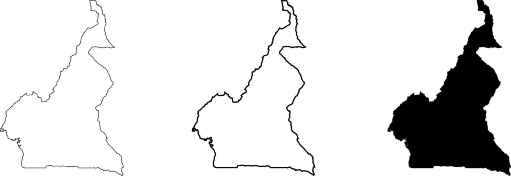 Cameroon Map Outline Border Set Vector Silhouette Country Shape Geographic Contour SVG PNG EPS Clipart