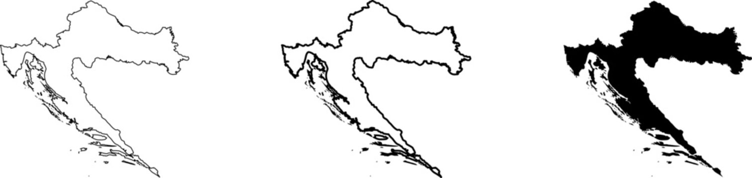 Croatia Map Outline Border Vector Silhouette Country Shape Geographic Contour SVG PNG EPS Editable Clipart
