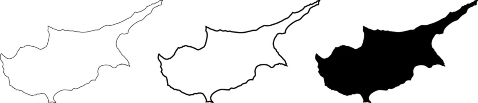 Cyprus Map Outline Border Vector Silhouette Country Shape Geographic Contour SVG PNG EPS Editable Clipart