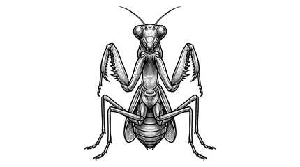 Praying mantis insect illustration in vintage style. © Agung