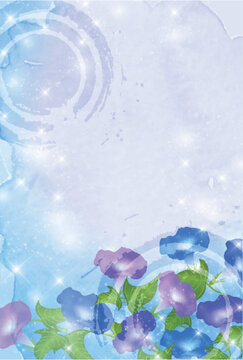Beautiful Morning Glory Flowers on a Sparkling Watercolor Background