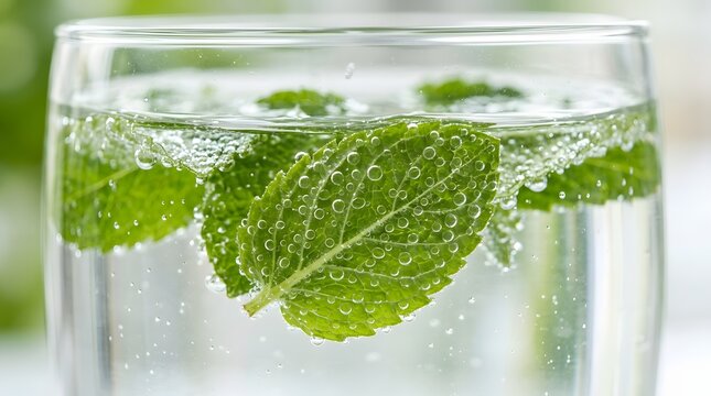 Fresh Mint Leaves & Water