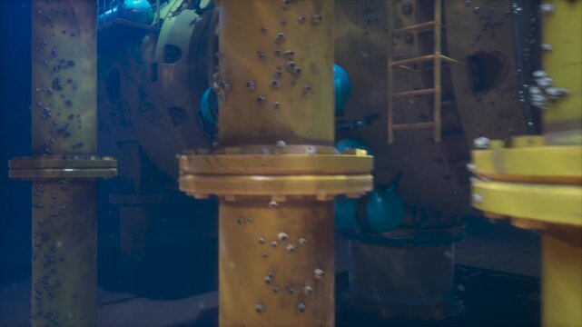 Realistic Underwater Sci-Fi Station Exterior 3D Render with School of Fish