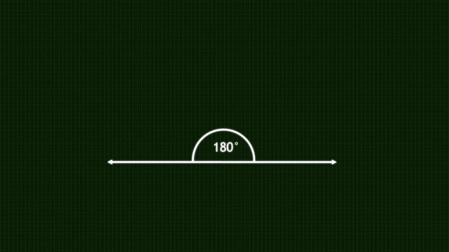 180 Degree Angle Animation, Geometry and Measurement Education, Animated 180&deg; Straight Angle.