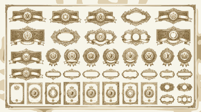 Vintage Ornate Emblems & Frames | Decorative Design Elements Collage