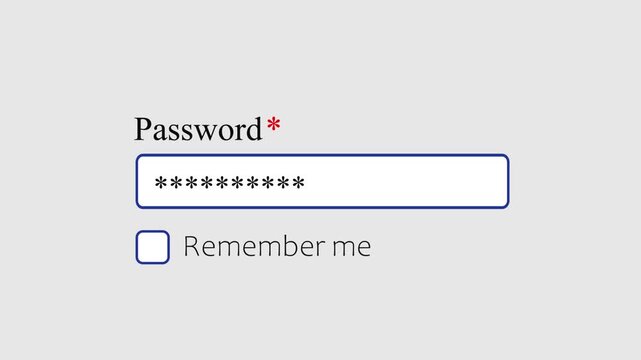 Password Login Field with Remember Me Checkbox, Secure Sign In UI Animation.