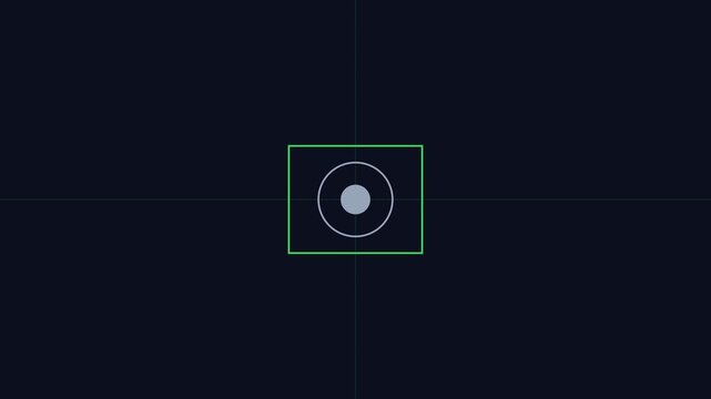 Digital camera autofocus target reticle overlay with moving focus point for ui interface animation 4k