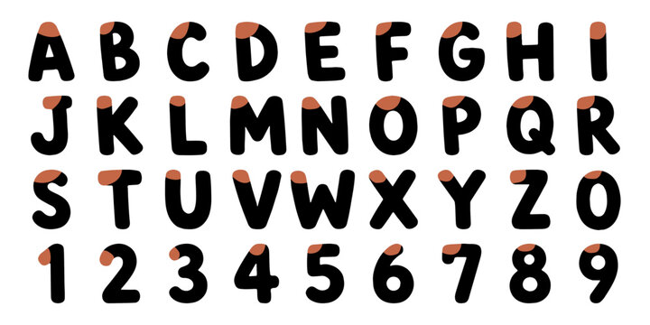 マーカー手書き太字アルファベット大文字と数字セット、Handwritten Marker Alphabet Uppercase Letters Numbers