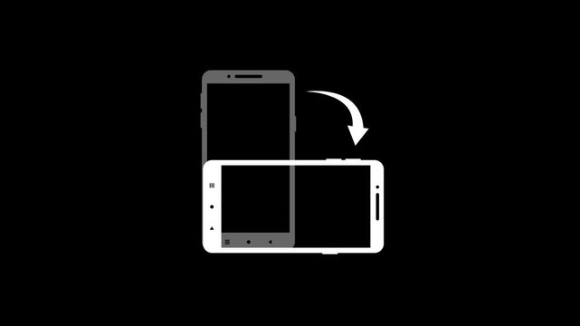 Animated Smartphone Rotation Arrow, Screen Orientation Icon. Mobile Phone Screen Rotate Arrow Icon Animation