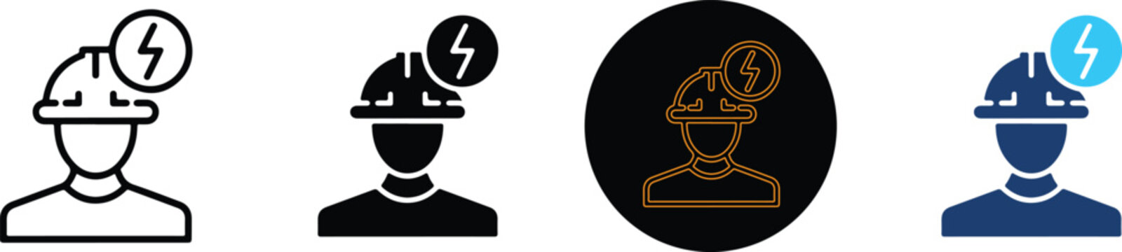 Four Different Styles Of Electrical Engineering Worker Icons