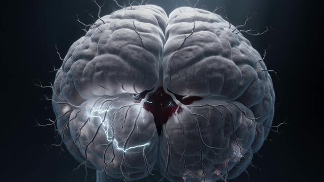 A damaged human brain with a visible injury.