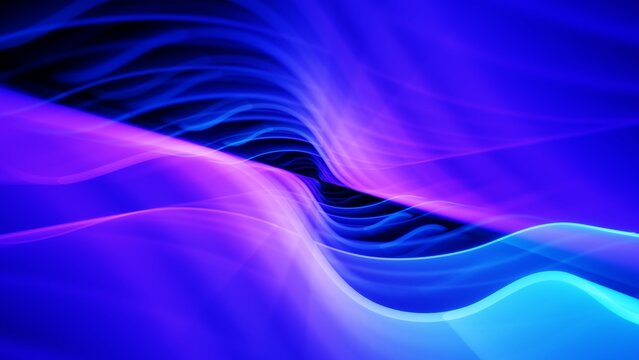 Modern futuristic wave backdrop with vibrant glowing purple and blue light streaks