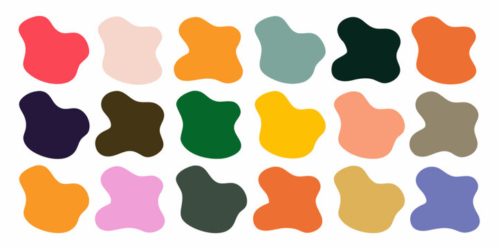 organic blob shapes in vibrant flat colors on white background colorful abstract pattern design graphic element art modern simple minimalist