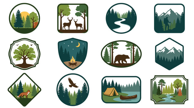 Nature and outdoor camping badges.