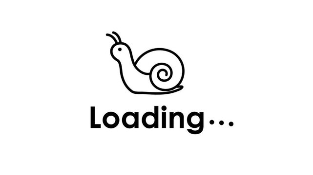 Snail loading icon, line style walk animation, white screen