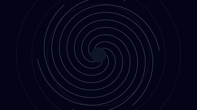 Minimalist abstract spiral motion animation 4k background, with rotating circular, lines and dark, center point