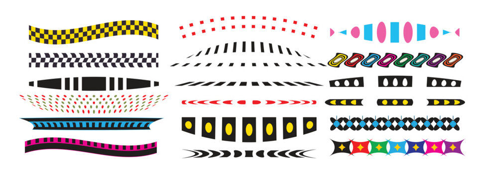 Set of colorful decorative borders and geometric dividers for page design and scrapbooking Vector