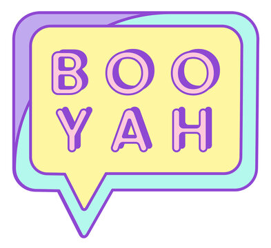 Png speech bubble sticker with boo yah text