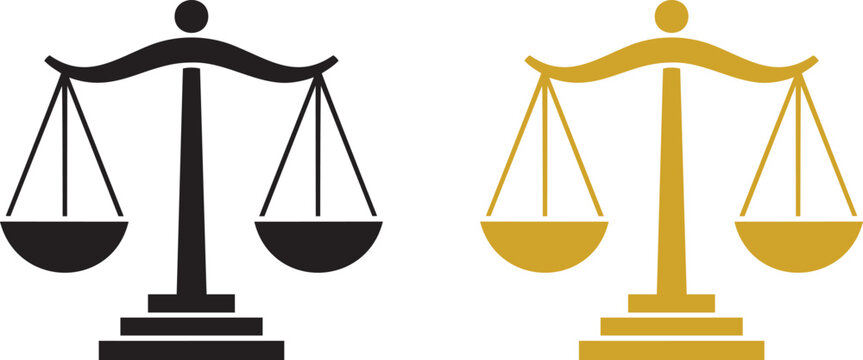 Justice Balance Scale Icon - Legal Court Law Vector Symbol