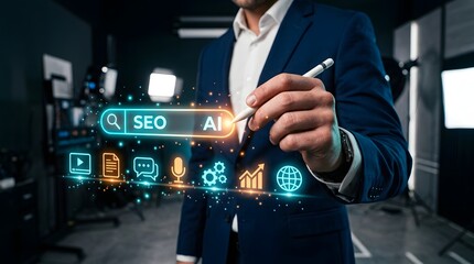 Fototapeta premium Digital marketing technology seo ai and data analytics for business growth strategies