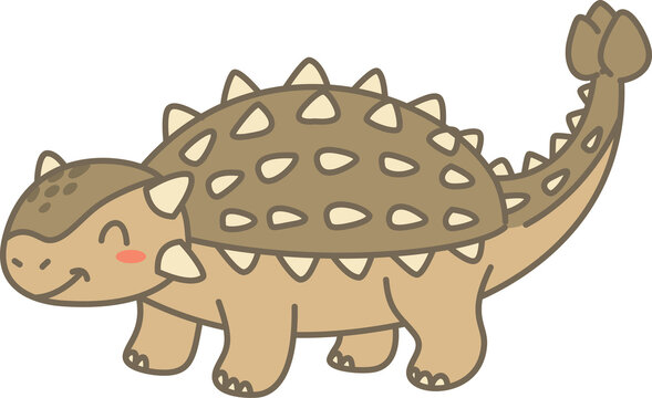 Cute Happy Baby Ankylosaurus Dinosaur Illustration Perfect for Childrens Books