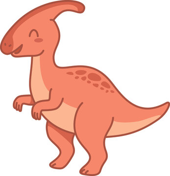 Cute Orange Dinosaur Illustration for Kids Education and Play