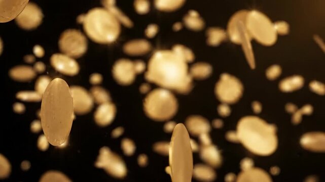Golden Bokeh Lights with Sparkling Effect for Celebration and Festive Backgrounds.