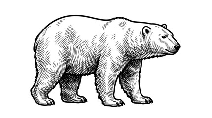 Polar bear side view vintage engraving illustration. © reva