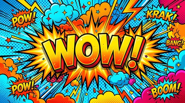 Colorful comic book wow explosion
