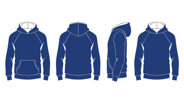 Blue Pullover Hoodie Fashion Flat Blueprint