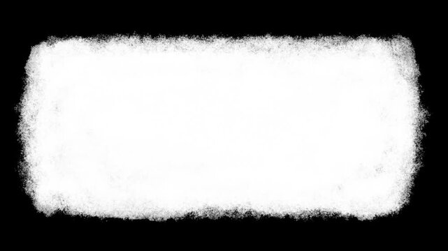 Hand drawn square shape transition wipe animation set, white brush reveal with alpha channel, immediate and hold versions