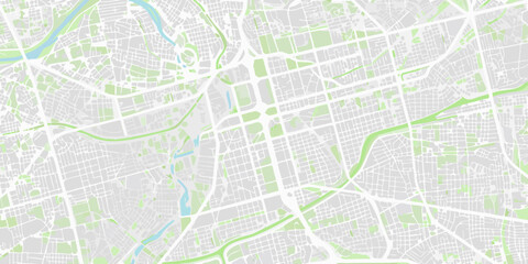city map vector illustration showing streets parks and waterways urban layout geographic plan cityscape design graphic street park areas river © Mritun
