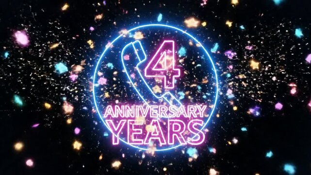 Energetic Neon 4 Years Anniversary Celebration | Festive Party Motion Graphic