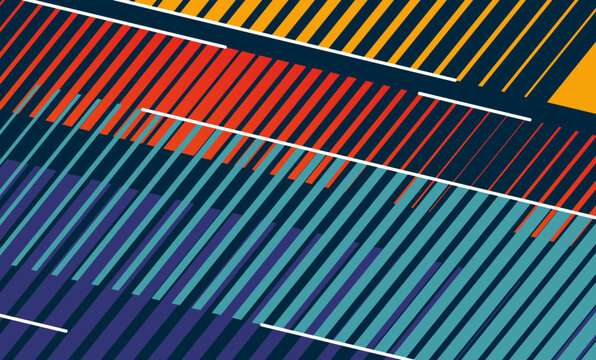 Abstract Geometric Diagonal Stripes Background with Colorful Dynamic Lines